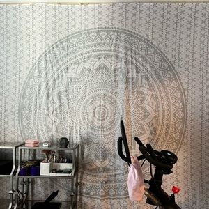 White/silver mandala tapestry